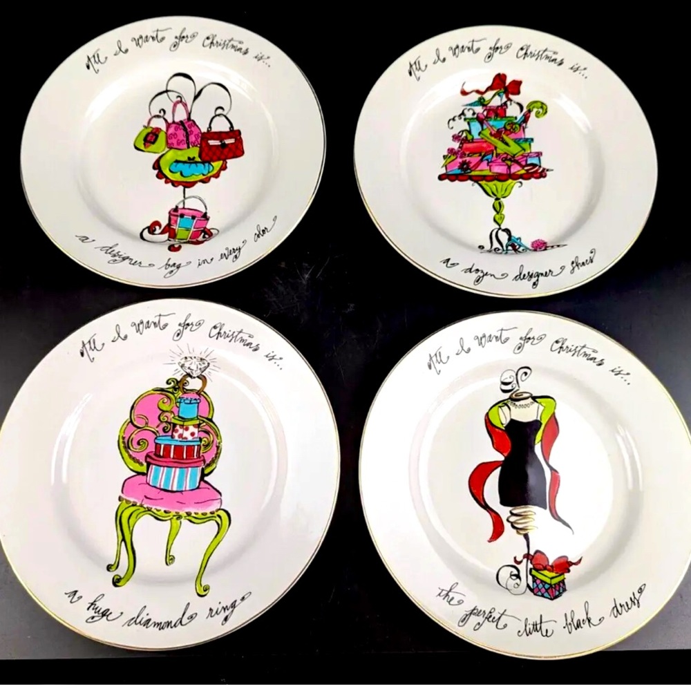 Rosanna Decorative Christmas Salad Plates 8.25”
